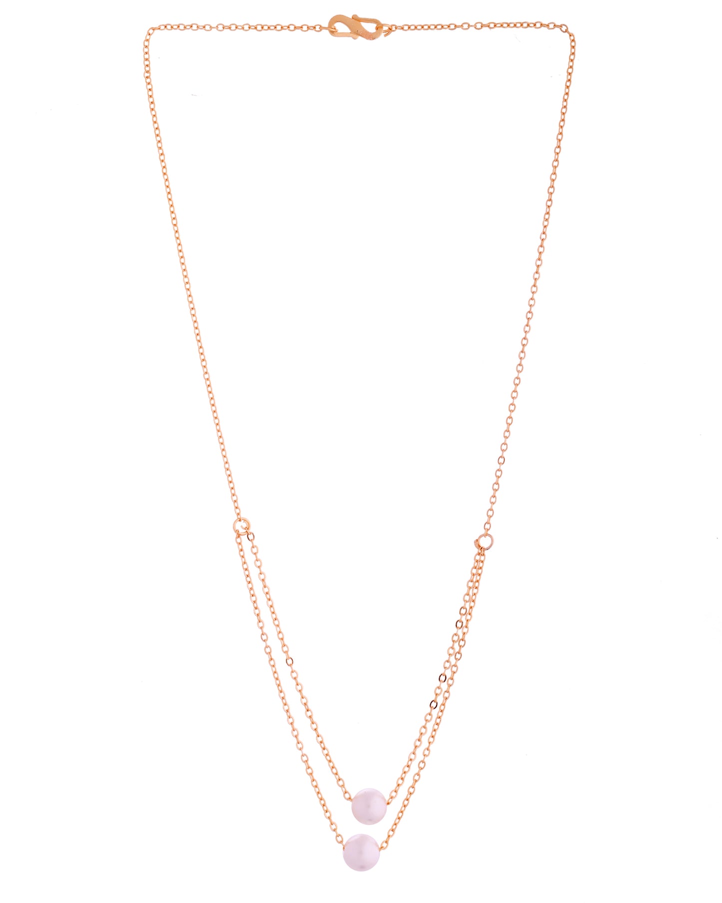 VOJ Gold Polished Pearl Studded Multi Layer Chain - Distacart