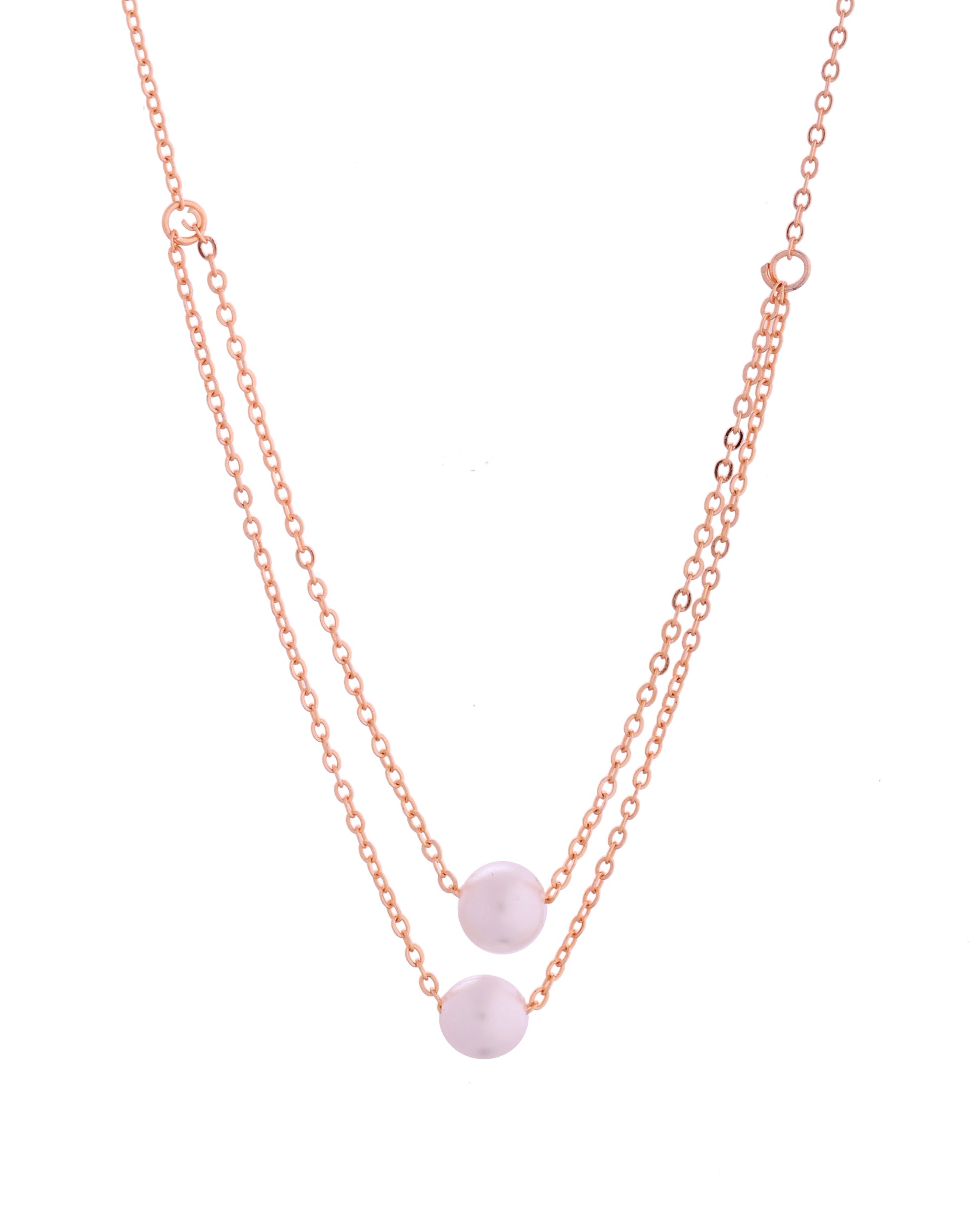 VOJ Gold Polished Pearl Studded Multi Layer Chain - Distacart
