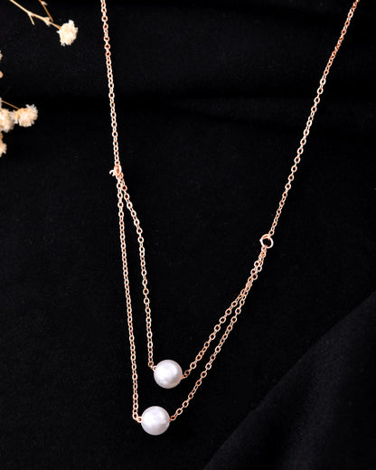 VOJ Gold Polished Pearl Studded Multi Layer Chain - Distacart