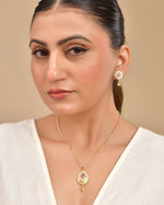 Thumbnail for VOJ Gold Polished Teardrop Shaped Pendant With Chain Set - Distacart