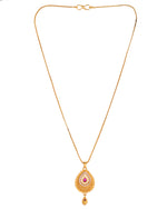 Thumbnail for VOJ Gold Polished Teardrop Shaped Pendant With Chain Set - Distacart