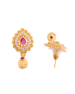 Thumbnail for VOJ Gold Polished Teardrop Shaped Pendant With Chain Set - Distacart