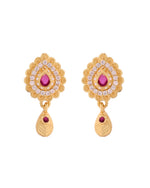 Thumbnail for VOJ Gold Polished Teardrop Shaped Pendant With Chain Set - Distacart