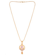 Thumbnail for VOJ Gold Polished Circular Pendant With Chain And Earrings Set - Distacart