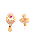 Thumbnail for VOJ Gold Polished Circular Pendant With Chain And Earrings Set - Distacart
