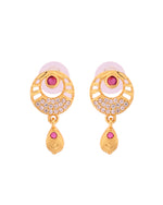 Thumbnail for VOJ Gold Polished Circular Pendant With Chain And Earrings Set - Distacart
