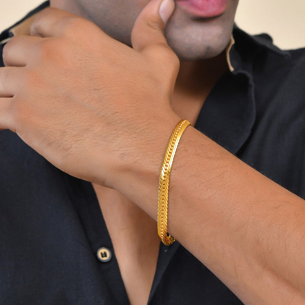 VOJ Men Stainless Steel Gold Polished Handcrafted Bracelet - Distacart
