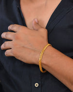 Thumbnail for VOJ Men Gold Polished Stainless Steel Linked Bracelet - Distacart