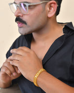 Thumbnail for VOJ Gold Polished Handcrafted Stainless Steel Linked Bracelet For Men - Distacart