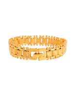 Thumbnail for VOJ Gold Polished Handcrafted Stainless Steel Linked Bracelet For Men - Distacart