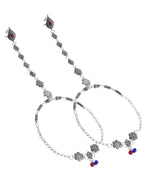 Thumbnail for VOJ Set Of 2 Silver-Plated Stainless Steel Floral Shape Anklet With Toe Ring - Distacart
