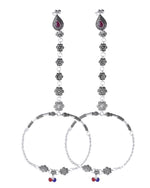 Thumbnail for VOJ Set Of 2 Silver-Plated Stainless Steel Floral Shape Anklet With Toe Ring - Distacart