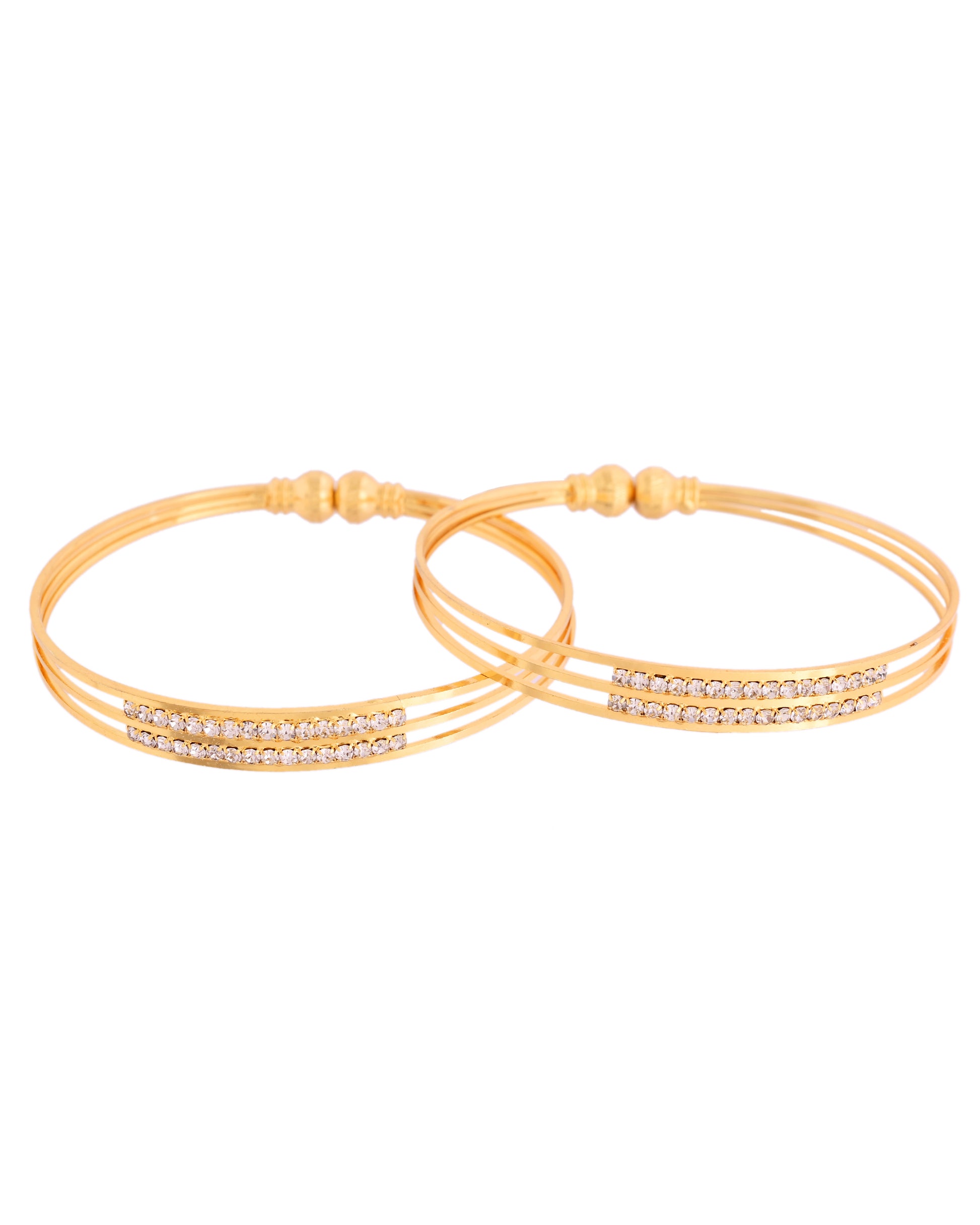 VOJ Set Of 2 Gold Polished Stone Studded Bangle - Distacart
