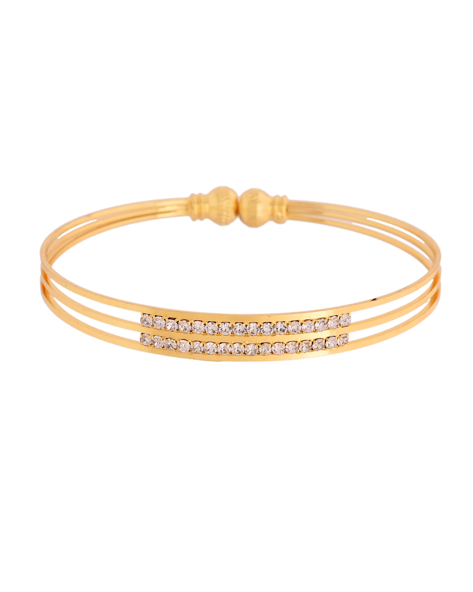 VOJ Set Of 2 Gold Polished Stone Studded Bangle