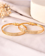 Thumbnail for VOJ Set Of 2 Gold Polished Stone Studded Bangle