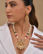 Thumbnail for VOJ Gold Polished Designer Long Necklace With Earrings Set - Distacart