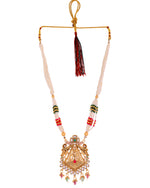 Thumbnail for VOJ Gold Polished Designer Long Necklace With Earrings Set - Distacart