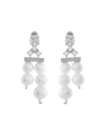 Thumbnail for VOJ Silver Plated Pearl & Ad Studded Designer Jewellery Set - Distacart