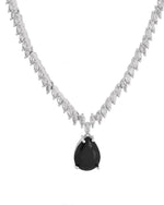 Thumbnail for VOJ Silver Plated Black Teardrop Stone Studded Simple Jewellery Set - Distacart