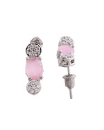 Thumbnail for VOJ Silver Plated Baby Pink Stone Studded Necklace With Earrings, Ring And Bracelet Set - Distacart