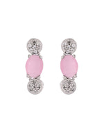 Thumbnail for VOJ Silver Plated Baby Pink Stone Studded Necklace With Earrings, Ring And Bracelet Set - Distacart
