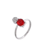 Thumbnail for VOJ Silver Plated Red Stone Studded Necklace With Earrings, Ring And Bracelet Set - Distacart