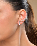 Thumbnail for VOJ Silver Plated Cz Stone Studded Teardrop Shaped Ear Cuff Earrings - Distacart