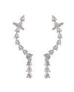 Thumbnail for VOJ Silver Plated Cz Stone Studded Teardrop Shaped Ear Cuff Earrings - Distacart