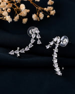 Thumbnail for VOJ Silver Plated Cz Stone Studded Teardrop Shaped Ear Cuff Earrings - Distacart