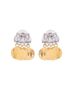 Thumbnail for VOJ Gold Polished Small Coin & Stone Studded Studs Earrings - Distacart