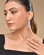 Thumbnail for VOJ Silver Plated Ad Stone Studded Long Earrings - Distacart