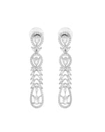 Thumbnail for VOJ Silver Plated Ad Stone Studded Long Earrings - Distacart