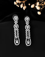 Thumbnail for VOJ Silver Plated Ad Stone Studded Long Earrings - Distacart