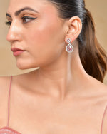 Thumbnail for VOJ Silver Plated Baby Pink Stone Studded Teardrop Shaped Earrings - Distacart