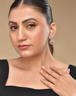 Thumbnail for VOJ Silver Plated Stone Studded Teardrop Shaped Earrings - Distacart