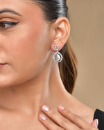 Thumbnail for VOJ Silver Plated Stone Studded Teardrop Shaped Earrings - Distacart