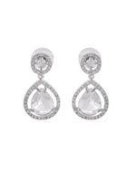 Thumbnail for VOJ Silver Plated Stone Studded Teardrop Shaped Earrings - Distacart