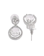 Thumbnail for VOJ Silver Plated Stone Studded Teardrop Shaped Earrings - Distacart