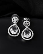 Thumbnail for VOJ Silver Plated Stone Studded Teardrop Shaped Earrings - Distacart