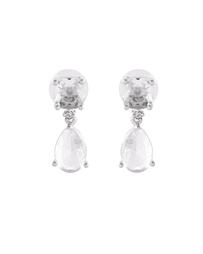 VOJ Silver Plated Stone Studded Studs Earrings - Distacart