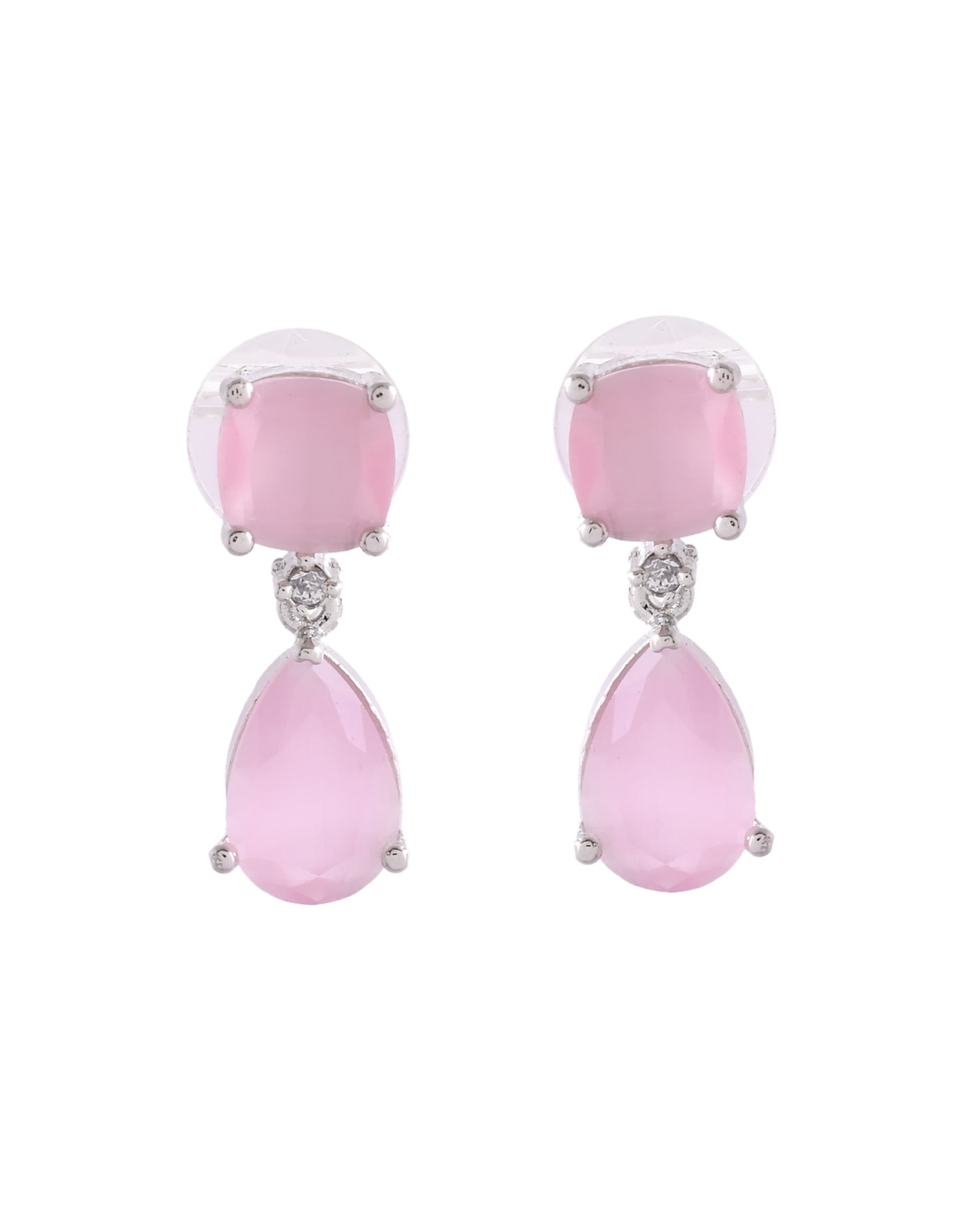 VOJ Silver Plated Red Stone Studded Studs Earrings - Distacart