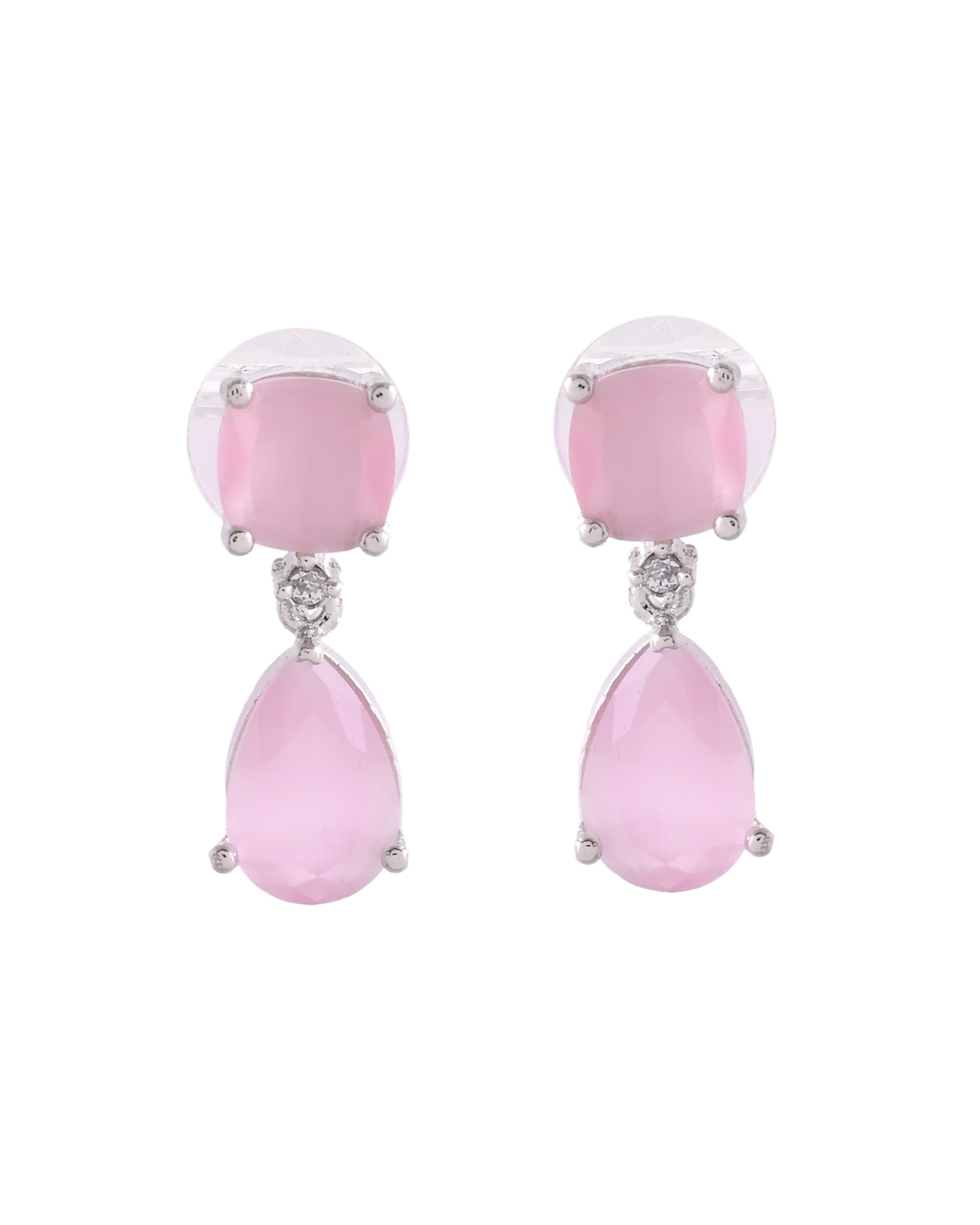 VOJ Silver Plated Red Stone Studded Studs Earrings - Distacart