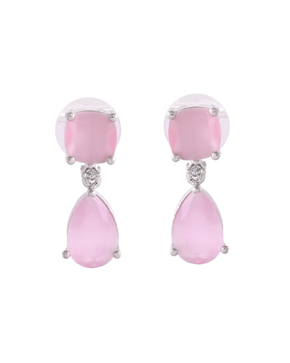 VOJ Silver Plated Red Stone Studded Studs Earrings - Distacart