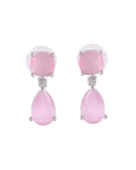 Thumbnail for VOJ Silver Plated Red Stone Studded Studs Earrings