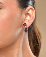 Thumbnail for VOJ Silver Plated Purple Stone Studded Studs Earrings - Distacart