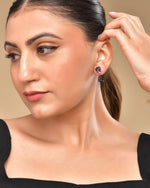 Thumbnail for VOJ Silver Plated Purple Stone Studded Studs Earrings - Distacart