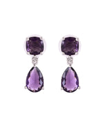 Thumbnail for VOJ Silver Plated Purple Stone Studded Studs Earrings - Distacart