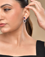 Thumbnail for VOJ Silver Plated Purple Stone Geometrical Shaped Earrings - Distacart