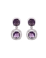 Thumbnail for VOJ Silver Plated Purple Stone Geometrical Shaped Earrings - Distacart