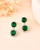VOJ Silver Plated Green Stone Geometrical Shaped Earrings - Distacart